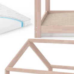 Hausbett "Wiki" Naturholz 80x160 Cm Mit Matratze Vitalispa -Vicco m2531 m 06 ol