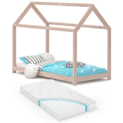 Hausbett "Wiki" Naturholz 80x160 Cm Mit Matratze Vitalispa -Vicco m2531 m 07 ol