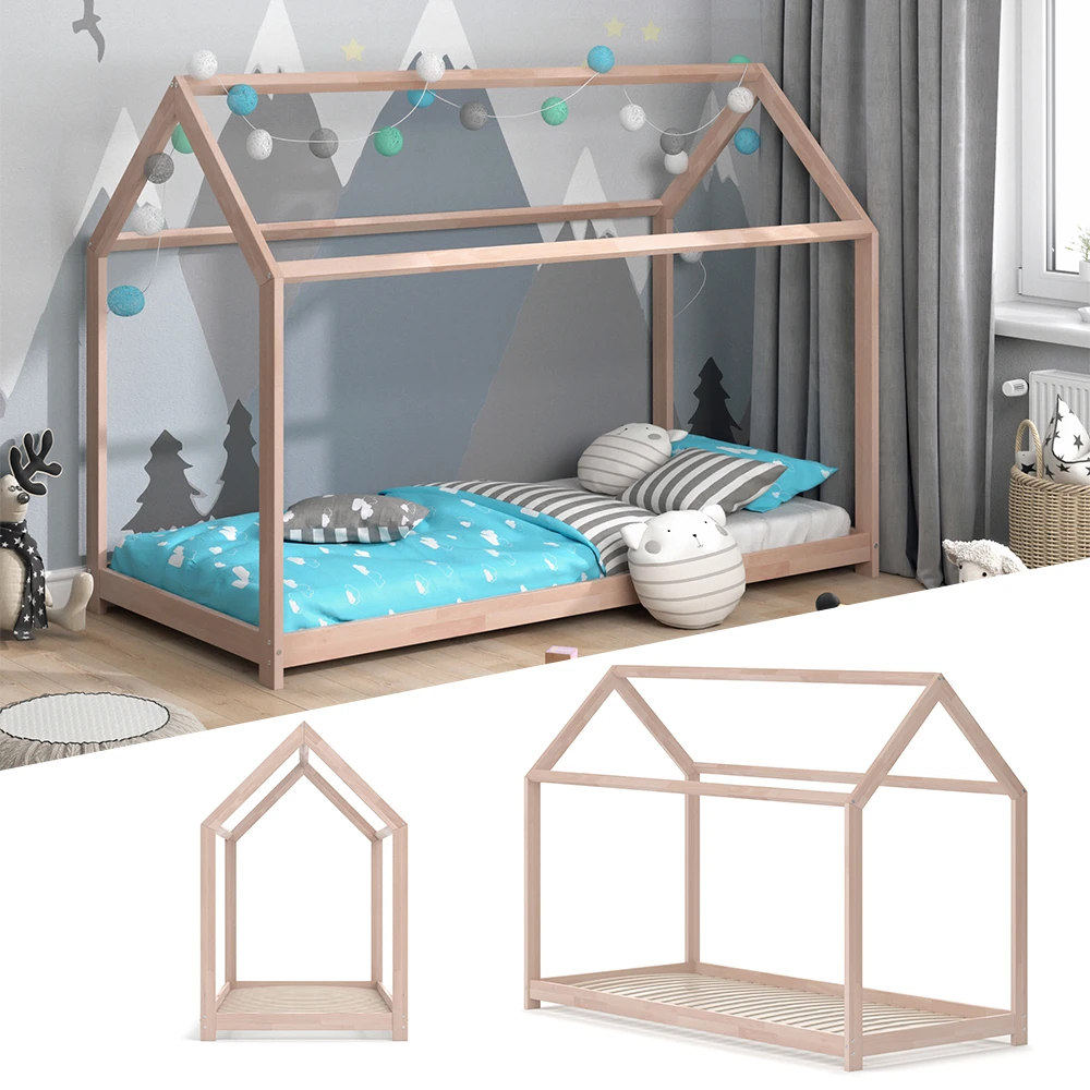 Hausbett "Wiki" Naturholz 90x200 Cm Vitalispa 4 Hausbett "Wiki" Naturholz 90x200 Cm Vitalispa – Bild 2