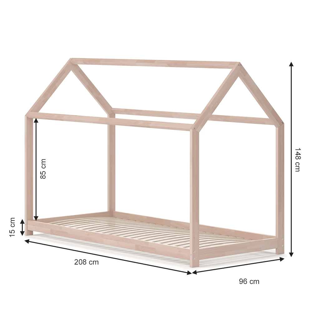 Hausbett "Wiki" Naturholz 90x200 Cm Vitalispa 5 Hausbett "Wiki" Naturholz 90x200 Cm Vitalispa – Bild 3