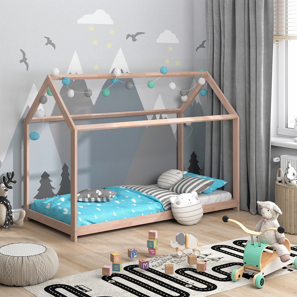 Hausbett "Wiki" Naturholz 90x200 Cm Vitalispa 6 Hausbett "Wiki" Naturholz 90x200 Cm Vitalispa – Bild 4