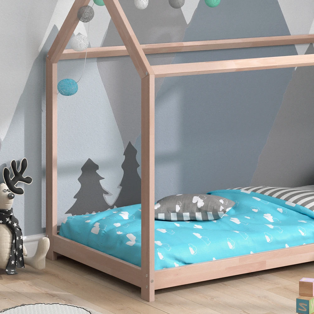 Hausbett "Wiki" Naturholz 90x200 Cm Vitalispa 7 Hausbett "Wiki" Naturholz 90x200 Cm Vitalispa – Bild 5