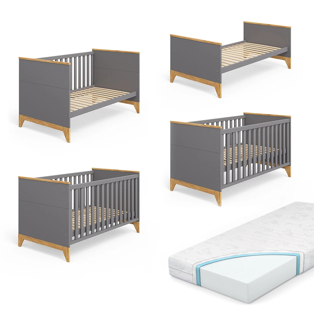 Babybett "Malia" 140 X 70cm Anthrazit Mit Matratze VitaliSpa 9 Babybett "Malia" 140 X 70cm Anthrazit Mit Matratze VitaliSpa – Bild 7