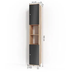 Badschrank "Fynn" Anthrazit/Goldkraft Eiche 30 X 190 Cm Vicco 11 Badschrank "Fynn" Anthrazit/Goldkraft Eiche 30 X 190 Cm Vicco -Vicco m2620 03 ol