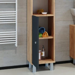 Badschrank "Fynn" Anthrazit/Goldkraft Eiche 30 X 190 Cm Vicco 13 Badschrank "Fynn" Anthrazit/Goldkraft Eiche 30 X 190 Cm Vicco -Vicco m2620 05 ol