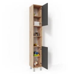 Badschrank "Fynn" Anthrazit/Goldkraft Eiche 30 X 190 Cm Vicco 15 Badschrank "Fynn" Anthrazit/Goldkraft Eiche 30 X 190 Cm Vicco -Vicco m2620 07 ol