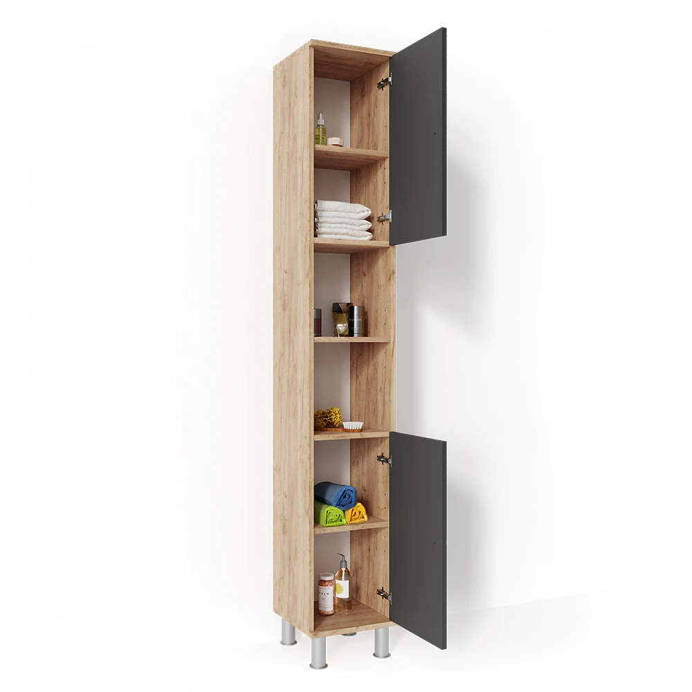 Badschrank "Fynn" Anthrazit/Goldkraft Eiche 30 X 190 Cm Vicco 9 Badschrank "Fynn" Anthrazit/Goldkraft Eiche 30 X 190 Cm Vicco – Bild 7