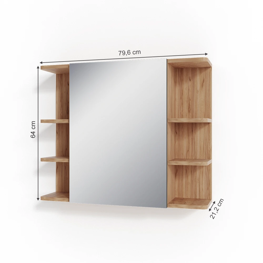 Bad Spiegelschrank "Fynn" Eiche/Anthrazit 80 X 64 Cm Vicco 5 Bad Spiegelschrank "Fynn" Eiche/Anthrazit 80 X 64 Cm Vicco – Bild 3