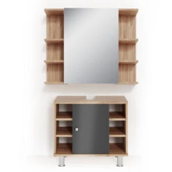 Badmöbel Set "Fynn" Eiche/Anthrazit 2 Teile Vicco