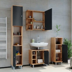 Badmöbel Set "Fynn" Eiche/Anthrazit 2 Teile Vicco -Vicco m2669 04 ol