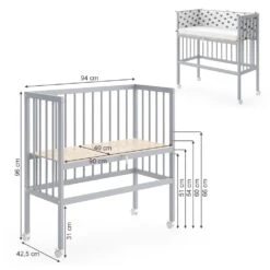 Beistellbett "Sophie" Grau 40 X 90 Cm 1 Seitenschiene Vitalispa 12 Beistellbett "Sophie" Grau 40 X 90 Cm 1 Seitenschiene Vitalispa -Vicco m2681 03 ol