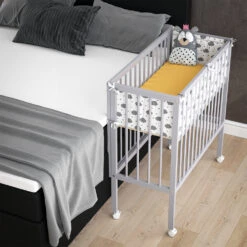 Beistellbett "Sophie" Grau 40 X 90 Cm 2 Seitenschienen Vitalispa -Vicco m2683 04 ol