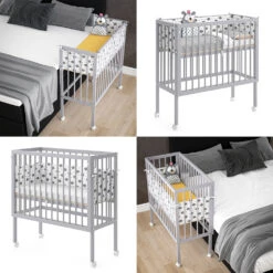 Beistellbett "Sophie" Grau 40 X 90 Cm 2 Seitenschienen Vitalispa -Vicco m2683 08 ol