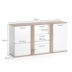 Sideboard "Novelli" Sonoma/Weiß 155 X 80 Cm Mit Schubladen Vicco -Vicco m2706 03 ol