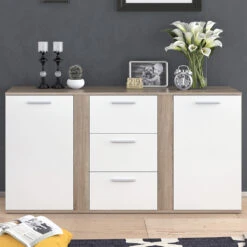 Sideboard "Novelli" Sonoma/Weiß 155 X 80 Cm Mit Schubladen Vicco -Vicco m2706 05 ol