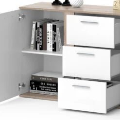 Sideboard "Novelli" Sonoma/Weiß 155 X 80 Cm Mit Schubladen Vicco -Vicco m2706 06 ol