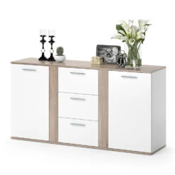 Sideboard "Novelli" Sonoma/Weiß 155 X 80 Cm Mit Schubladen Vicco -Vicco m2706 07 ol