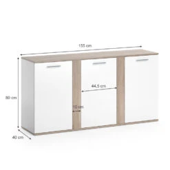 Sideboard "Novelli" Sonoma/Weiß 155 X 80 Cm Mit Türen Vicco -Vicco m2708 03 ol