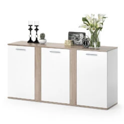 Sideboard "Novelli" Sonoma/Weiß 155 X 80 Cm Mit Türen Vicco -Vicco m2708 07 ol