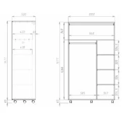 Kleiderschrank "Doros" Weiß 100 X 168 Cm Vicco 11 Kleiderschrank "Doros" Weiß 100 X 168 Cm Vicco -Vicco m2716 03 ol