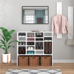 Schuhschrank "Hermia" Weiß 104 X 99 Cm Vicco -Vicco m2723 04 ol