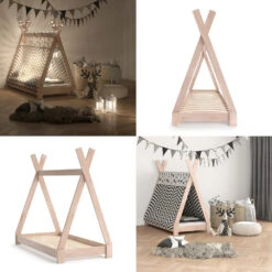 Tipi-Bett "Tipi" Naturholz 70x140 Cm Vitalispa -Vicco m2741 08 ol