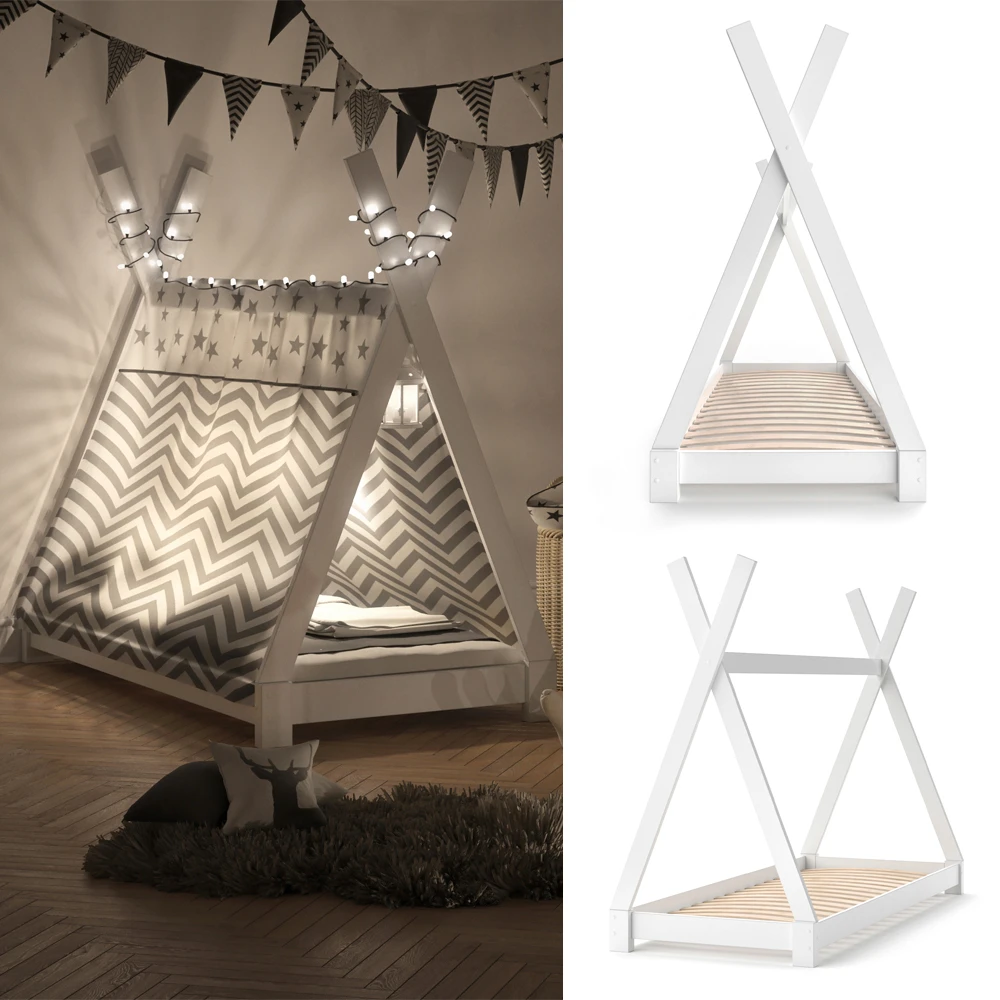 Tipi-Bett "Tipi" Weiß 80x160 Cm Vitalispa 4 Tipi-Bett "Tipi" Weiß 80x160 Cm Vitalispa – Bild 2