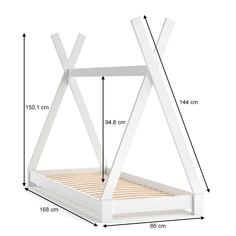Tipi-Bett "Tipi" Weiß 80x160 Cm Vitalispa 5 Tipi-Bett "Tipi" Weiß 80x160 Cm Vitalispa – Bild 3