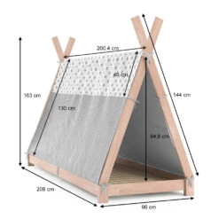 Tipi-Bett "Tipi" Naturholz 90x200 Cm Mit Überwurf Vitalispa 12 Tipi-Bett "Tipi" Naturholz 90x200 Cm Mit Überwurf Vitalispa -Vicco m2745 bu 03 ol