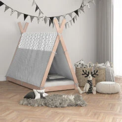 Tipi-Bett "Tipi" Naturholz 90x200 Cm Mit Überwurf Vitalispa 13 Tipi-Bett "Tipi" Naturholz 90x200 Cm Mit Überwurf Vitalispa -Vicco m2745 bu 04 ol