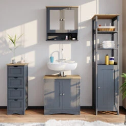 Waschbeckenunterschrank "Bianco" Grau 60 X 60 Cm Vicco -Vicco m2758 04 ol