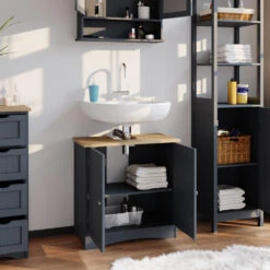 Waschbeckenunterschrank "Bianco" Grau 60 X 60 Cm Vicco -Vicco m2758 05 ol