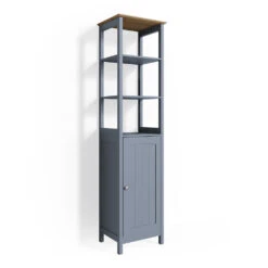 Badschrank "Bianco" Grau 40 X 160 Cm Vicco