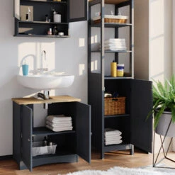 Badschrank "Bianco" Grau 40 X 160 Cm Vicco -Vicco m2759 05 ol