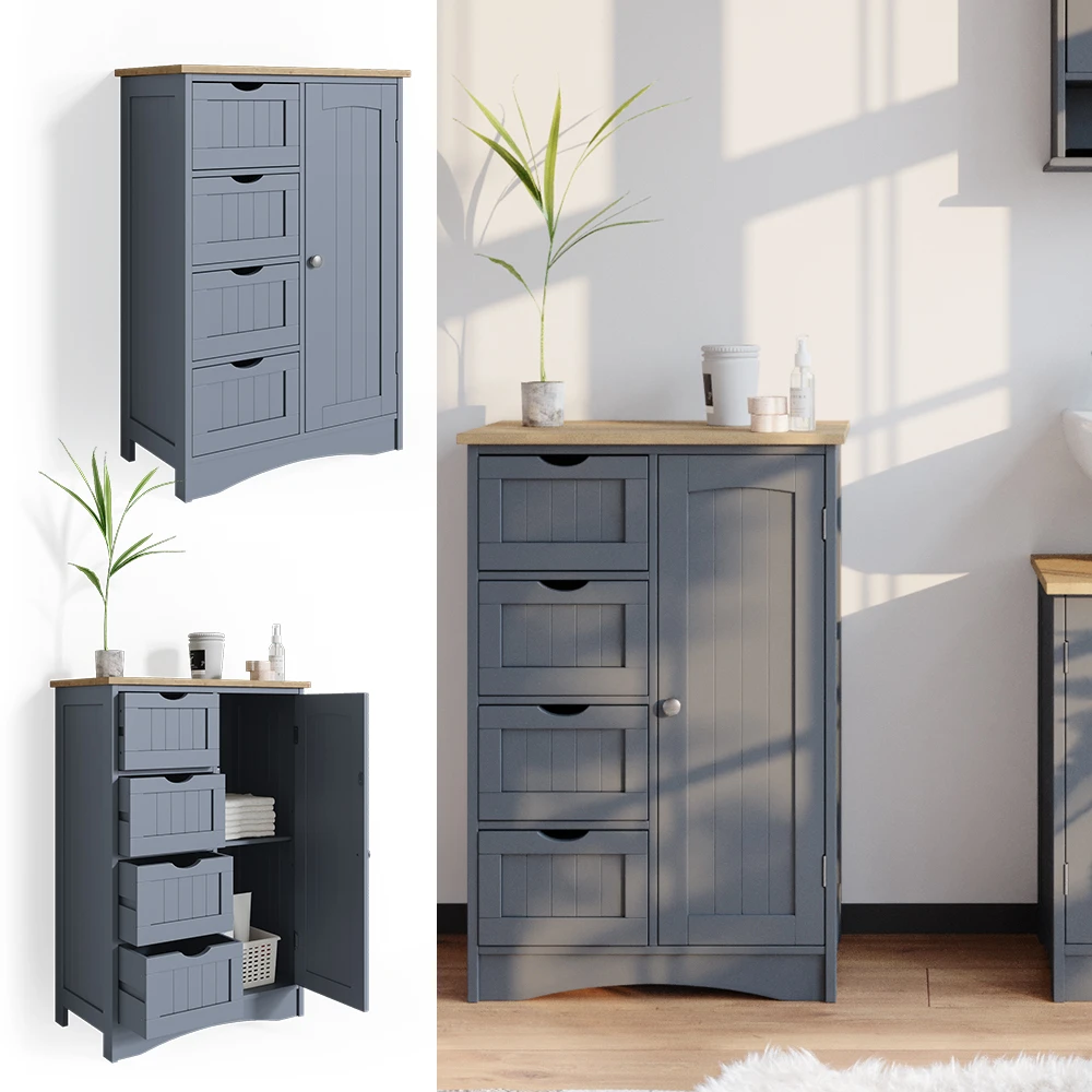 Badschrank "Bianco" Grau 55 X 81 Cm Vicco 4 Badschrank "Bianco" Grau 55 X 81 Cm Vicco – Bild 2