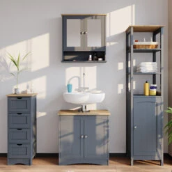 Bad Spiegelschrank "Bianco" Grau 56 X 58 Cm Vicco -Vicco m2762 04 ol