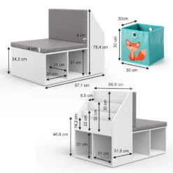 Kinderregal "Onix" Weiß 97.1 X 78.4 Cm Mit 6 Faltboxen Opt.1 Vicco -Vicco m2764 03 ol