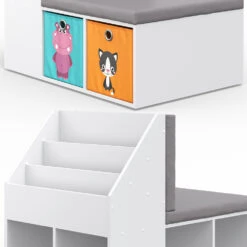 Kinderregal "Onix" Weiß 97.1 X 78.4 Cm Mit 6 Faltboxen Opt.1 Vicco -Vicco m2764 06 ol