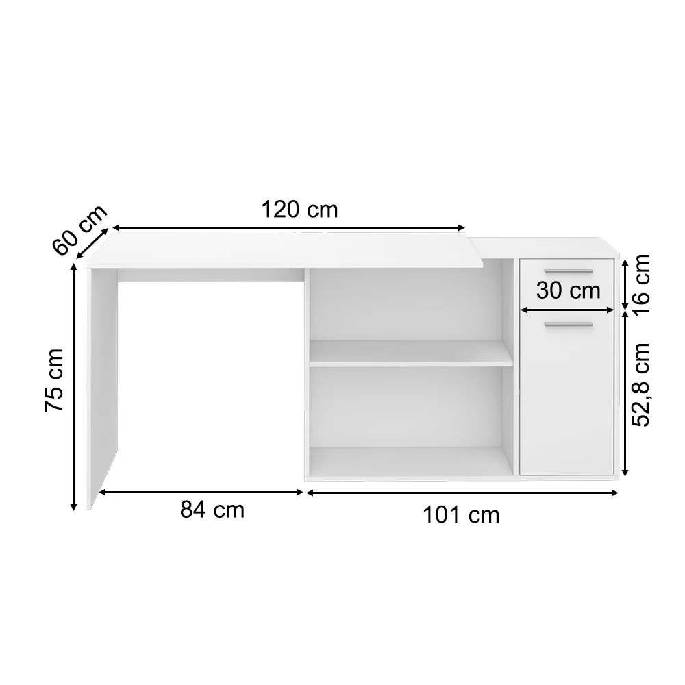 Eckschreibtisch "Robin" Weiß 120 X 60 Cm Vicco 5 Eckschreibtisch "Robin" Weiß 120 X 60 Cm Vicco – Bild 3