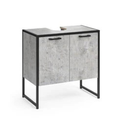 Waschbeckenunterschrank "Fyrk" Beton/Schwarz 60 X 60 Cm Vicco