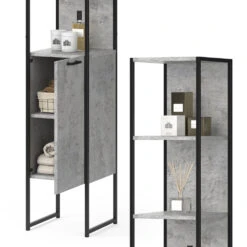 Badschrank "Fyrk" Beton/Schwarz 33 X 185 Cm Vicco -Vicco m2849 06 ol