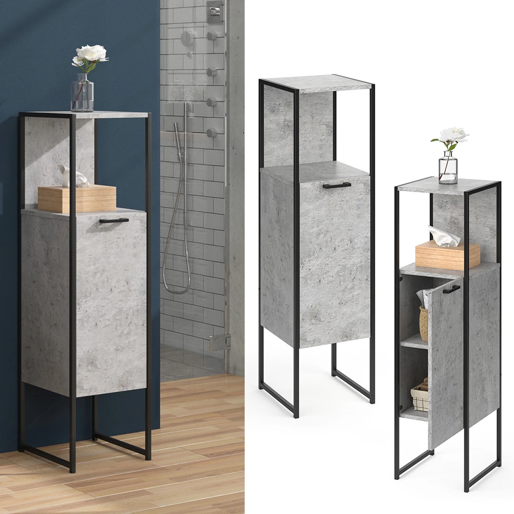 Midischrank "Fyrk" Beton/Schwarz 33 X 120.4 Cm Vicco 4 Midischrank "Fyrk" Beton/Schwarz 33 X 120.4 Cm Vicco – Bild 2