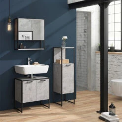 Midischrank "Fyrk" Beton/Schwarz 33 X 120.4 Cm Vicco 13 Midischrank "Fyrk" Beton/Schwarz 33 X 120.4 Cm Vicco -Vicco m2850 04 ol