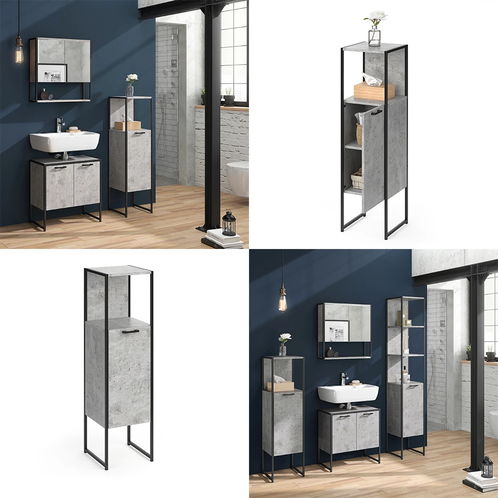 Midischrank "Fyrk" Beton/Schwarz 33 X 120.4 Cm Vicco 10 Midischrank "Fyrk" Beton/Schwarz 33 X 120.4 Cm Vicco – Bild 8