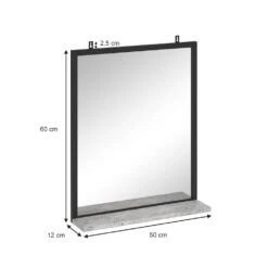 Badezimmerspiegel "Fyrk" Beton/Schwarz 50 X 60 Cm Vicco -Vicco m2854 03 ol