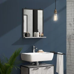 Badezimmerspiegel "Fyrk" Beton/Schwarz 50 X 60 Cm Vicco -Vicco m2854 05 ol