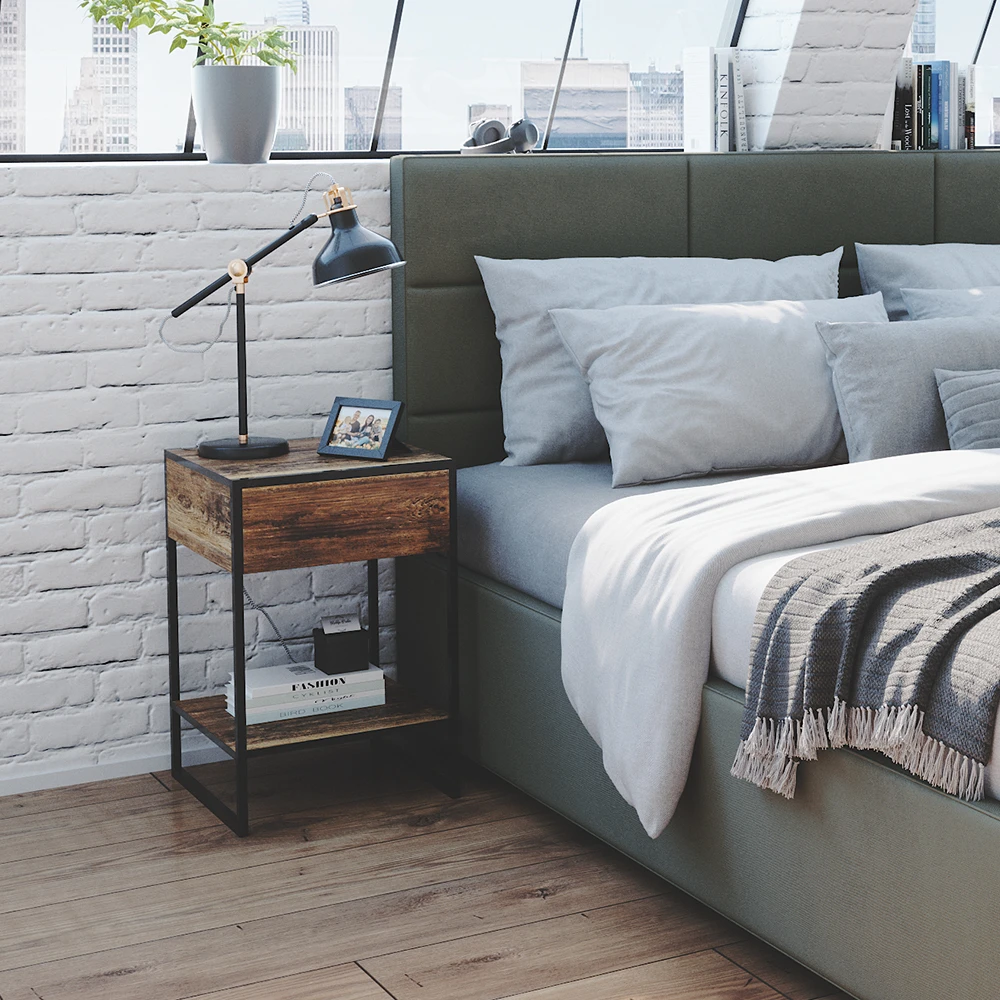 Nachttisch "Fyrk" Eiche Rustikal/Schwarz 43.5 X 66 Cm 2er Set Vicco 7 Nachttisch "Fyrk" Eiche Rustikal/Schwarz 43.5 X 66 Cm 2er Set Vicco – Bild 5