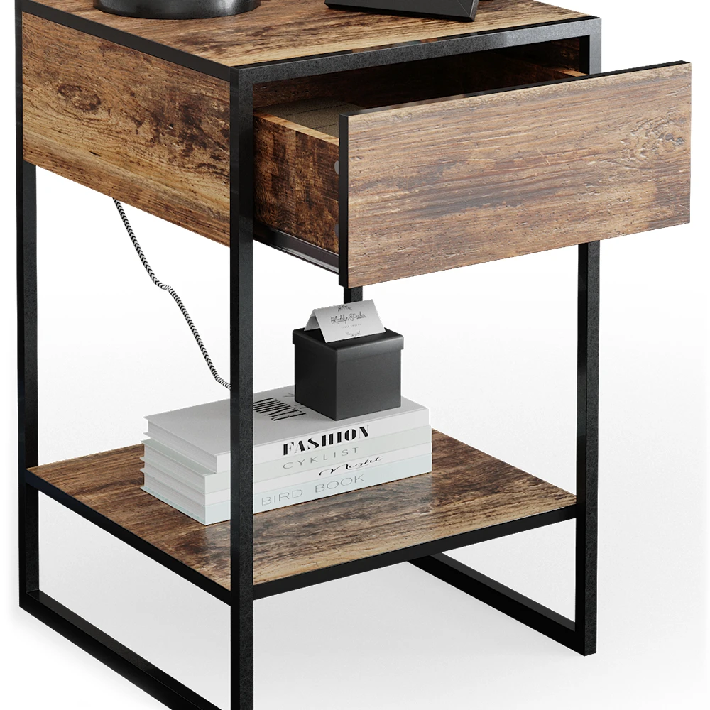 Nachttisch "Fyrk" Eiche Rustikal/Schwarz 43.5 X 66 Cm 2er Set Vicco 8 Nachttisch "Fyrk" Eiche Rustikal/Schwarz 43.5 X 66 Cm 2er Set Vicco – Bild 6