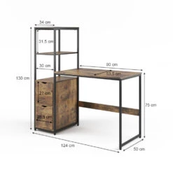 Schreibtisch "Fyrk" Eiche Rustikal/Schwarz 124 X 54 Cm Vicco -Vicco m2887 03 ol