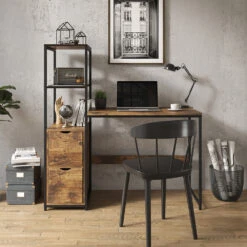 Schreibtisch "Fyrk" Eiche Rustikal/Schwarz 124 X 54 Cm Vicco -Vicco m2887 04 ol